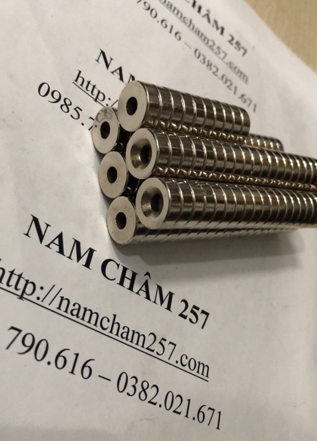 [Xả Kho Giá Xưởng] Nam châm viên 15*5 lỗ 5 mm, loại nam châm trắng đất hiếm có lỗ lực hút mạnh