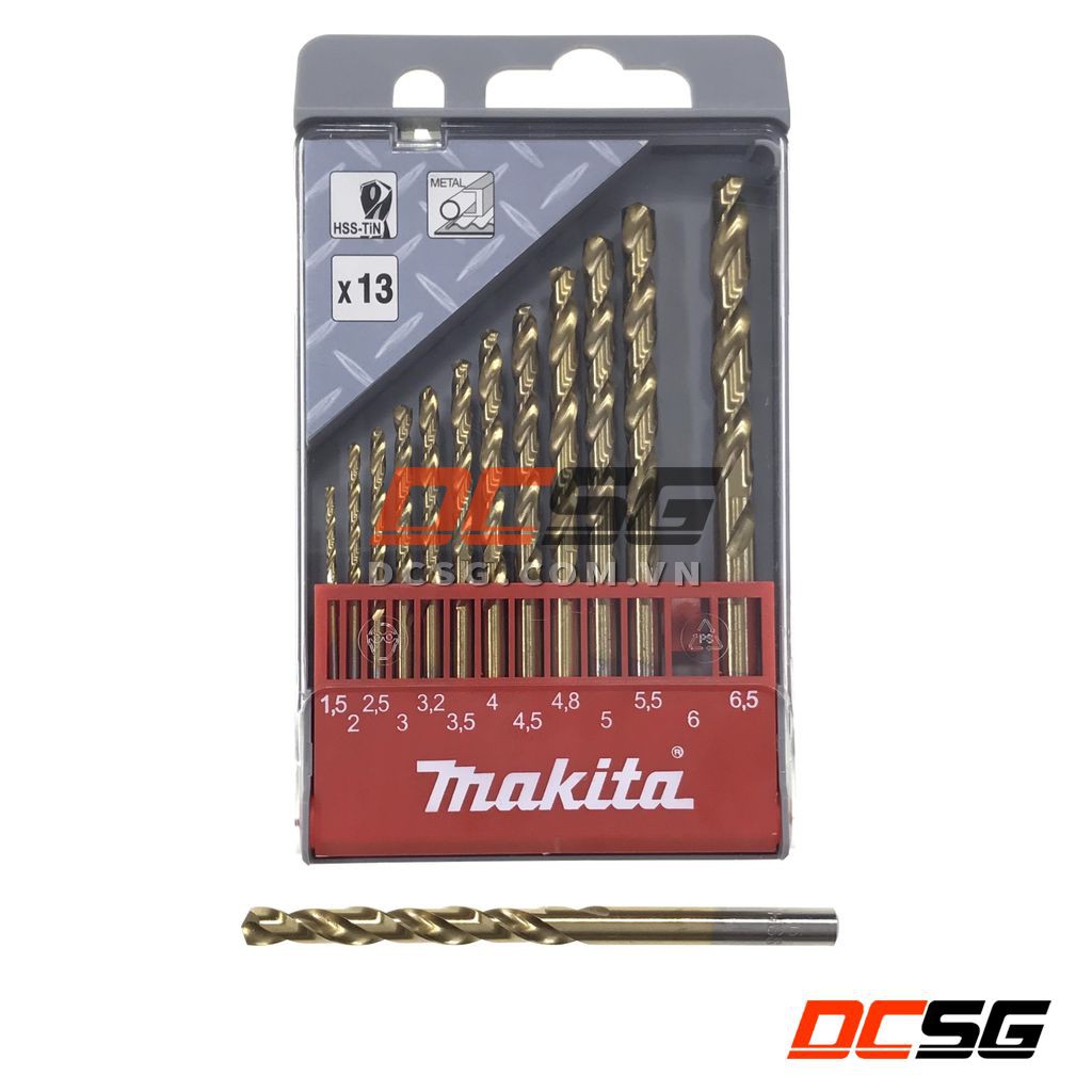 Bộ mũi khoan kim loại HSS-TIN 13 cái Makita D-43577 | DCSG