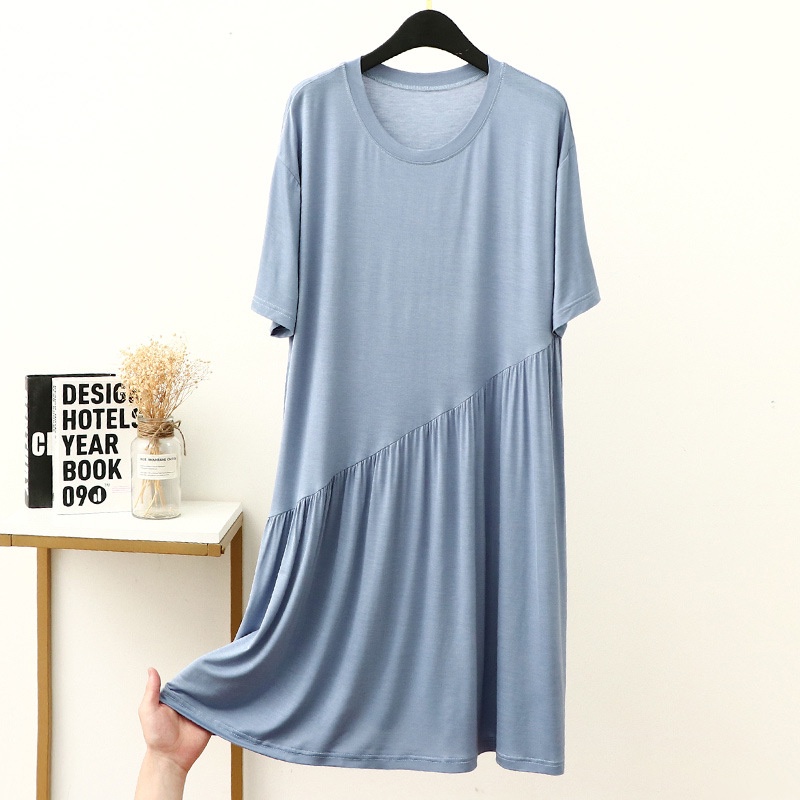 Đồ ngủ Cotton Trơn Mỏng Tay Ngắn Xếp Ly Cho Nữ 40-90kg