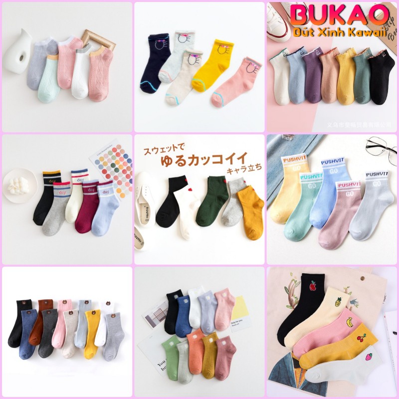 Z0569 (20 Mẫu) Vớ Tất Ulzzang Hàn Quốc Dễ Thương Bukao
