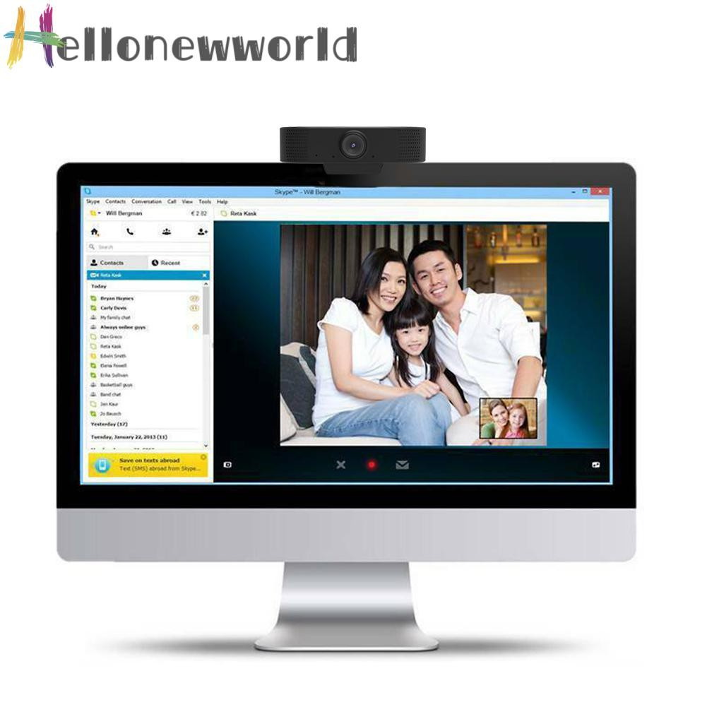 Hellonewworld 1080P 2MP USB Web Camera Automatic Focus Online Video Microphone PC Webcam