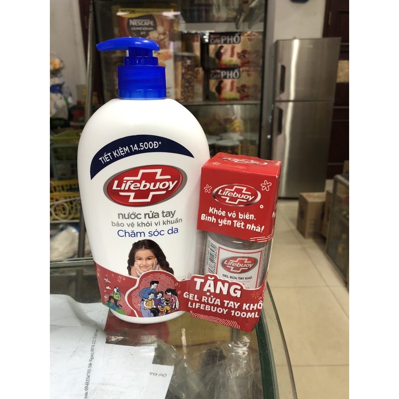 Nước rửa tay Lifebuoy chai 500g tặng gel rửa tay khô 100ml