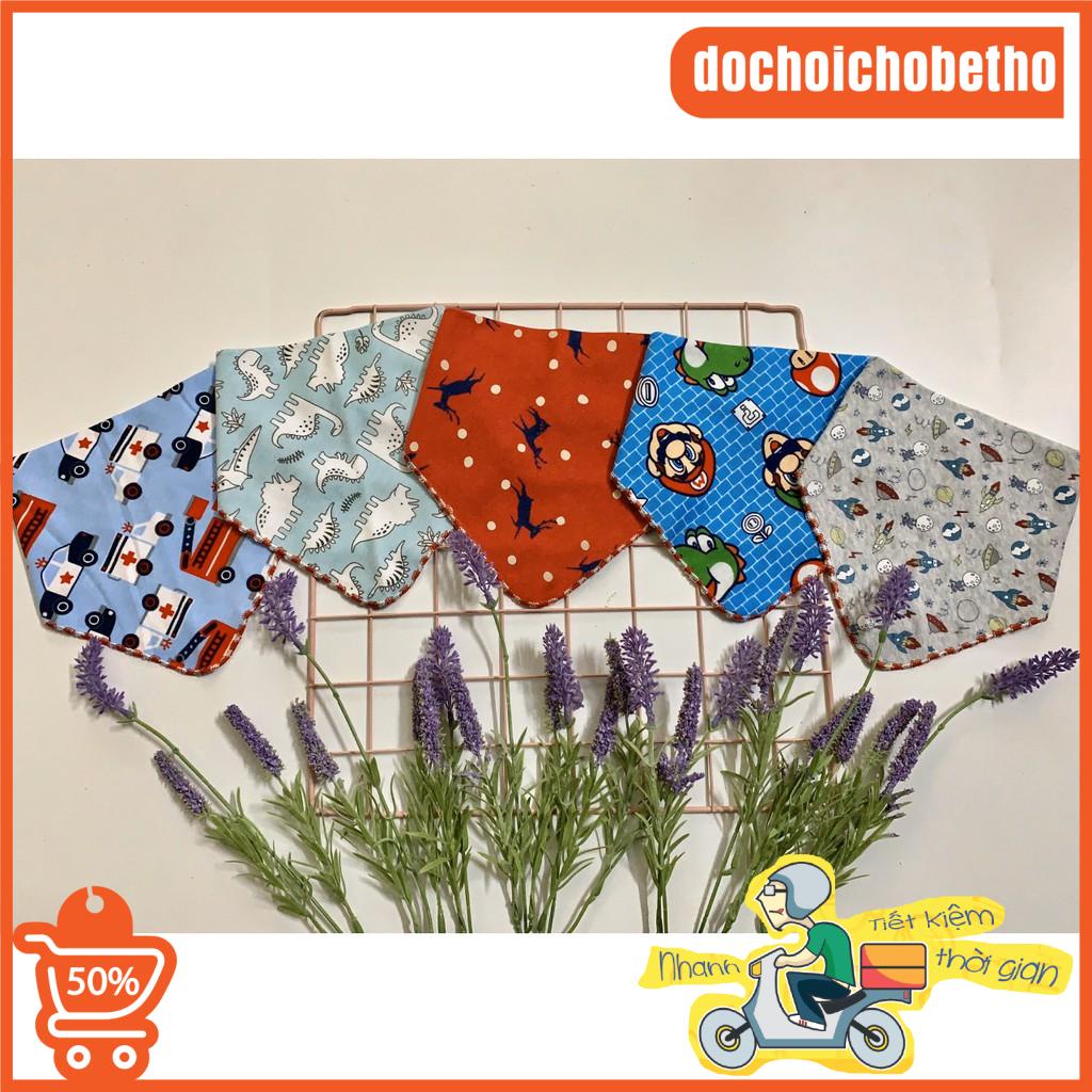 Yếm cho bé, Khăn Yếm tam giác xô cúc bấm xuất nhật, 100% cotton họa tiết dễ thương