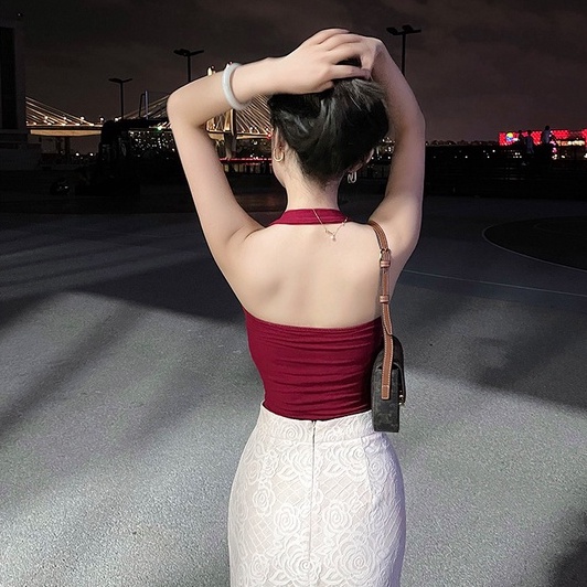 Áo dây ZHELIHANGFEI dệt kim phong cách quyến rũ