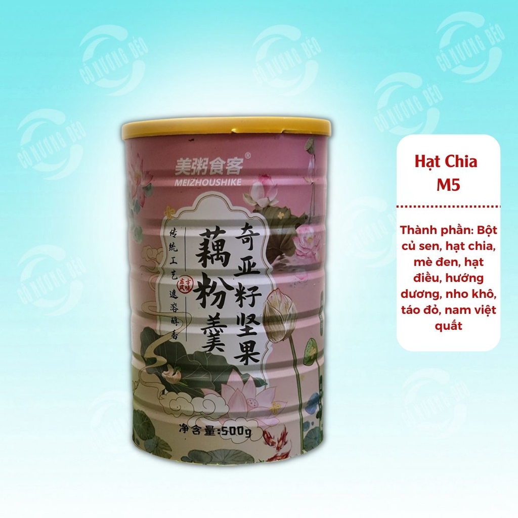 Bột củ sen mix hạt dinh dưỡng, hạt chia, dưỡng nhan M5 - Đồ ăn vặt Cô Nương Béo