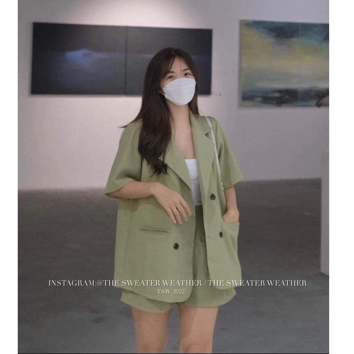 Set áo vest nhiều màu form rộng kèm quần short đùi phong cách công sở Hàn Quốc trẻ trung lịch sự | BigBuy360 - bigbuy360.vn