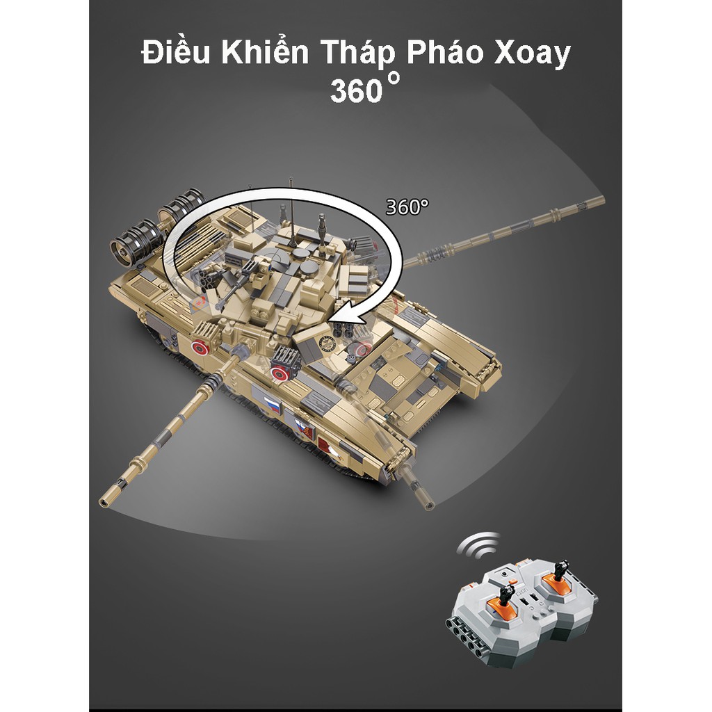 Đồ Chơi Lắp Ráp Kiểu Lego Mô Hình Xe Tăng Điều Khiển RC T90 ARMY TANK CaDA C61003 Với 1722 Mảnh Ghép - Chạy Bằng Động Cơ