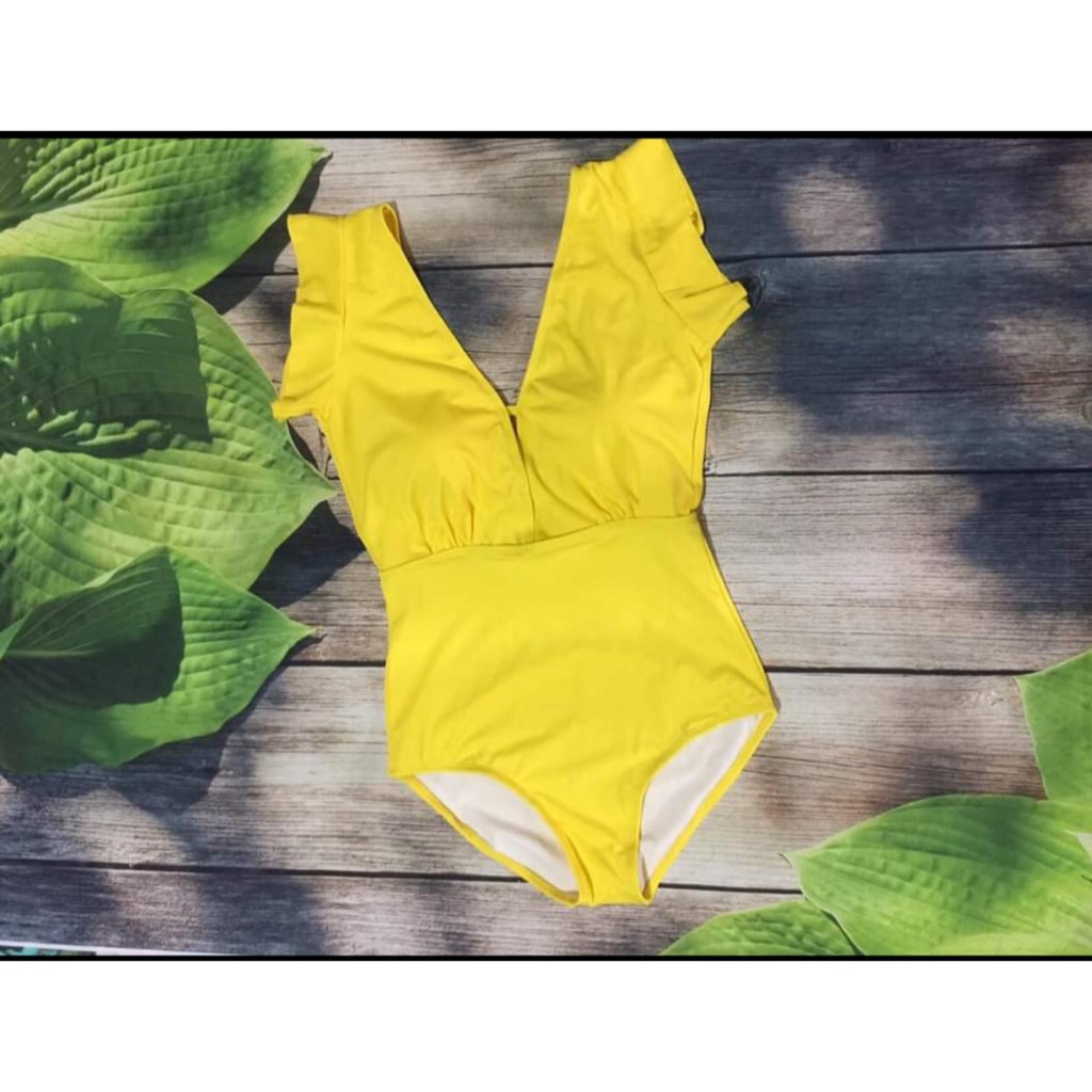 Bikini, Đồ Bơi Đi Biển Thân Liền Tay Bèo Xẻ Ngực Secxy KG00333