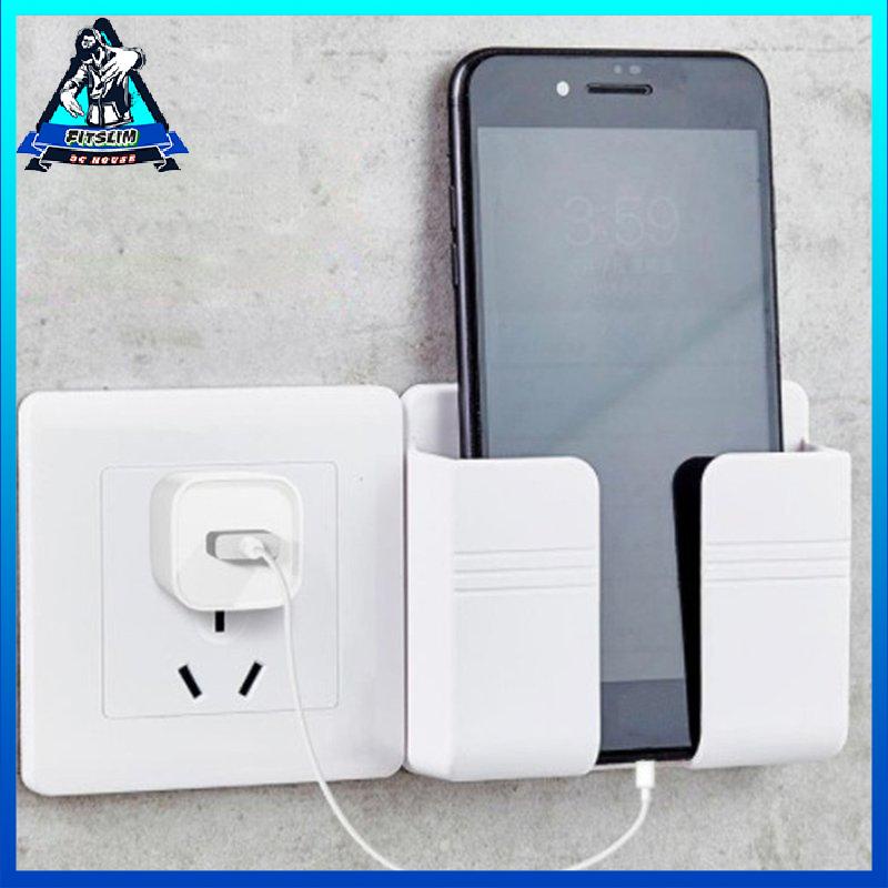 [Fitslim] Wall Mount Stand Phone Socket Phone Charging Holder Bracket Mounted Organizer
