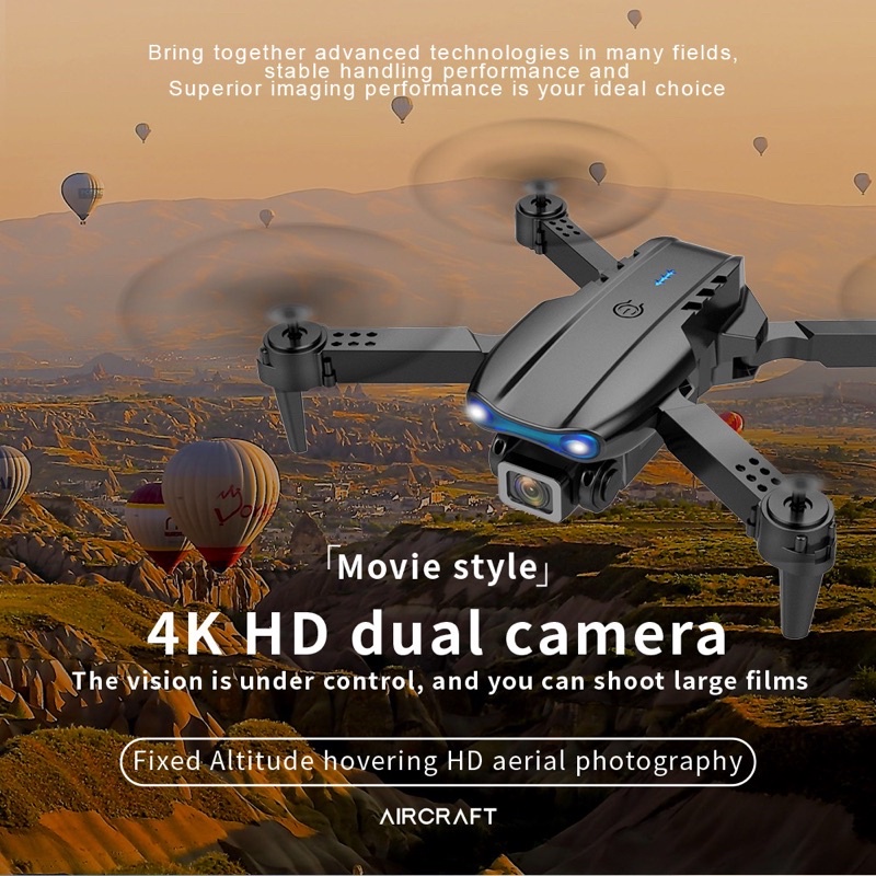 Máy bay flycam E99 PRO phiên bản mới 2022 điều khiển từ xa 4 cánh drone Air-craft