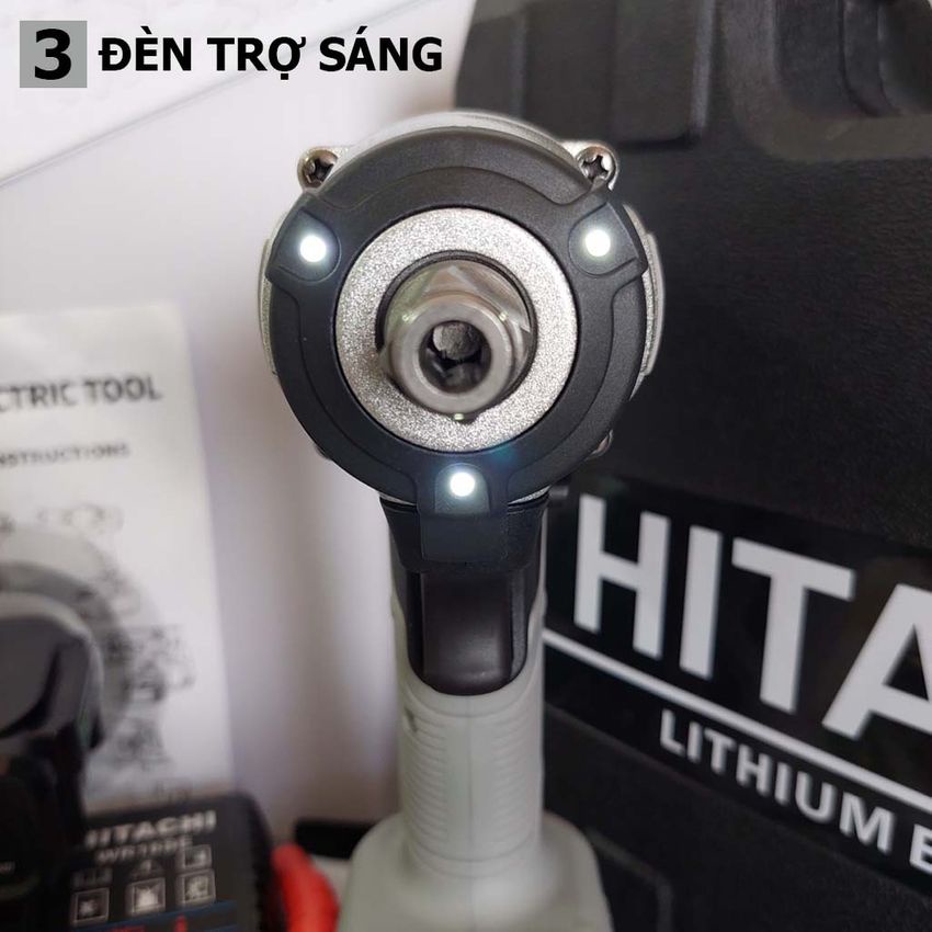 KHÔNG CHỔI THAN - Máy Siết Bulong Hitachi 20V, Siết Bulong Dùng Pin Cầm Tay, Bắn Vít, Hàng Cao Cấp, Bảo Hành 12 Tháng