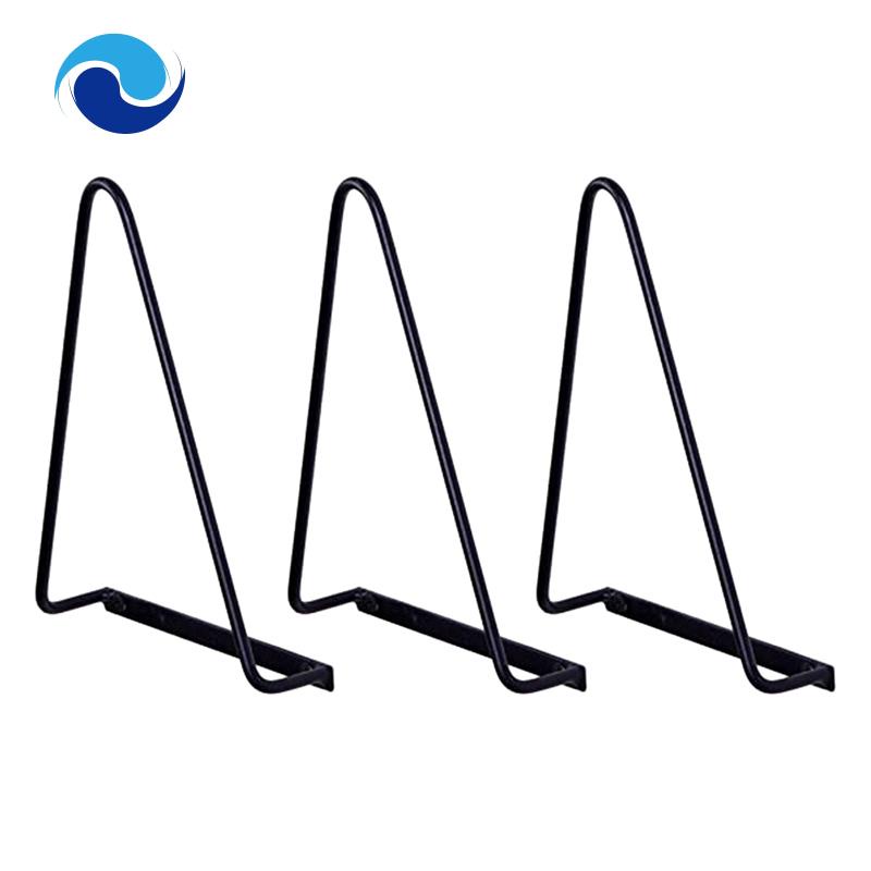 Set 3 Giá Đỡ Tạp Chí / Đĩa Than Treo Tường Hình Tam Giác Bằng Sắt Màu Đen