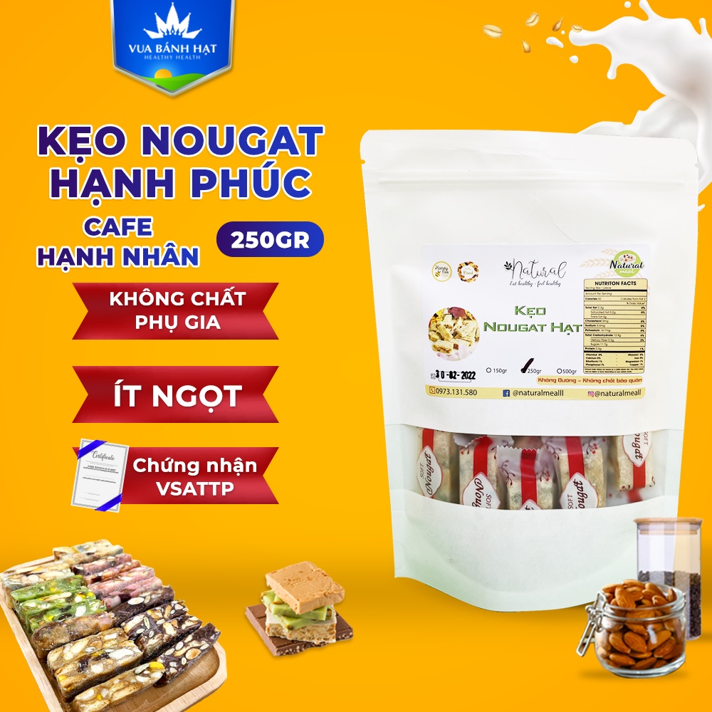 Kẹo Nougat Hạnh Phúc Vị Cafe Hạnh Nhân 250g bếp nhà Vua Bánh Hạt