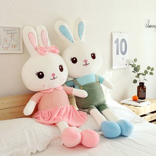 ◈Đồ chơi sang trọng cho thỏ búp bê lớn dễ thương lưới màu đỏ trắng con ngủ nữ