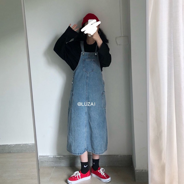 ORDER - Váy Yếm Bò Jeans Dáng Dài Ulzzang Hàn Quốc | BigBuy360 - bigbuy360.vn