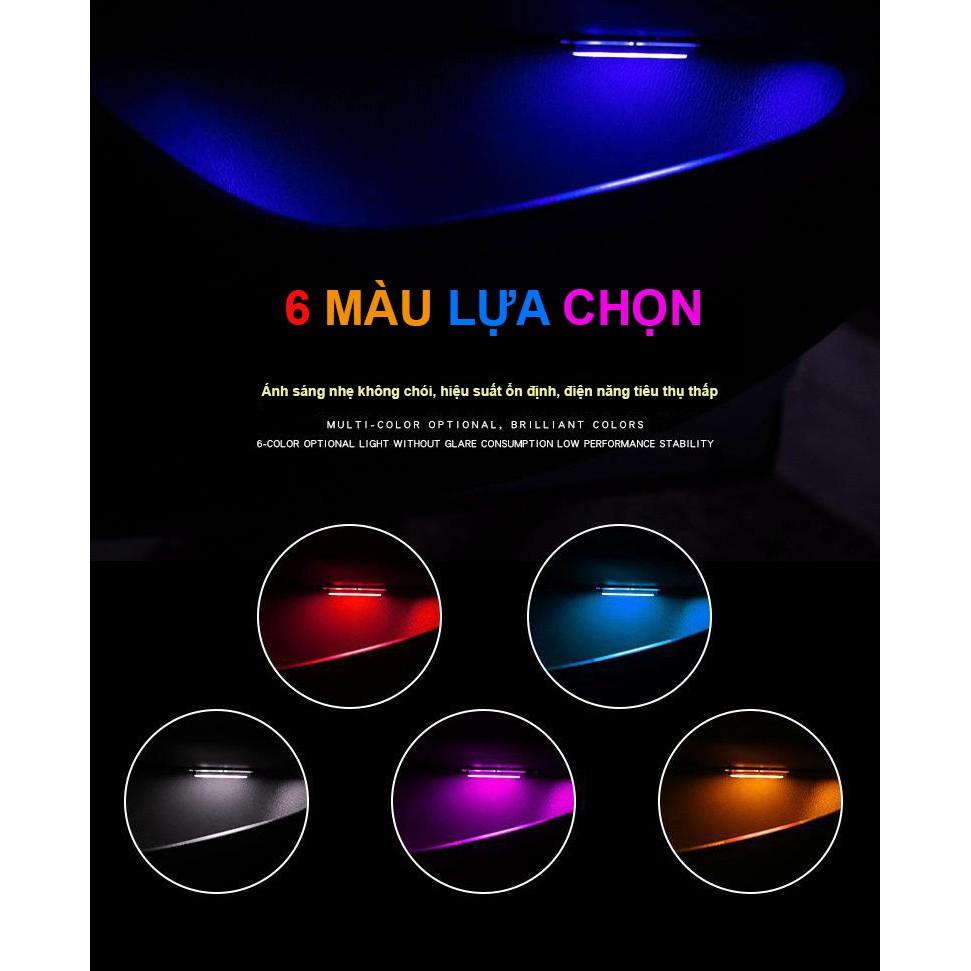 Bộ đèn led tay nắm cửa ( hõm cửa) bên trong xe hơi 4 cái
