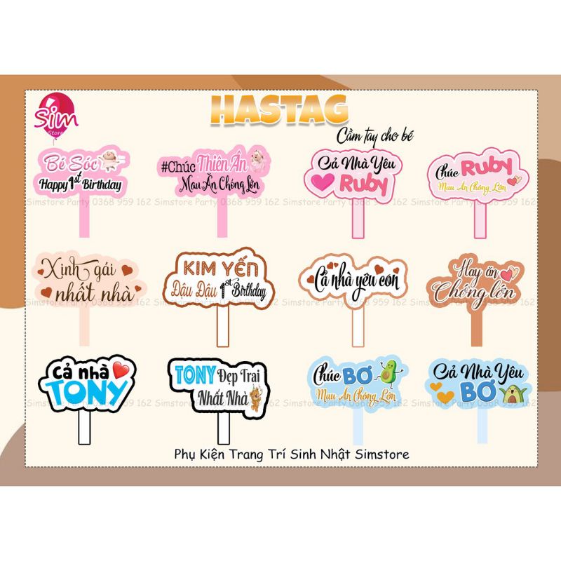 hastag cầm tay cho bé sinh nhật,cho bạn và người thân,hastag cầm tay đám cưới