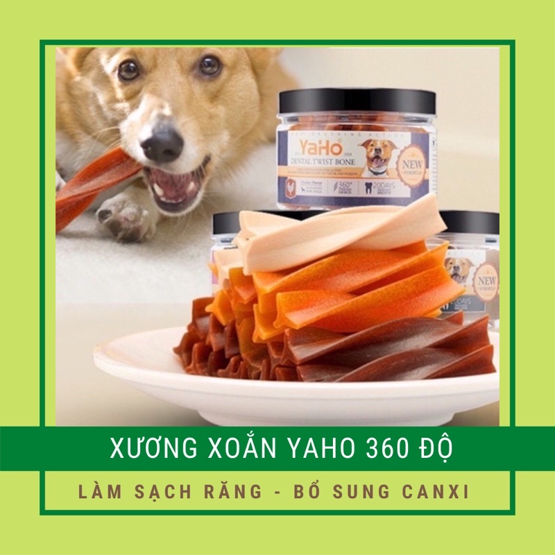 Xương Xoắn Gặm Yaho Sạch Răng Thơm Miệng Cho Chó hộp 165g - 3 Vị Thơm Ngon Kích Thích Cún Cưng Nhà Bạn
