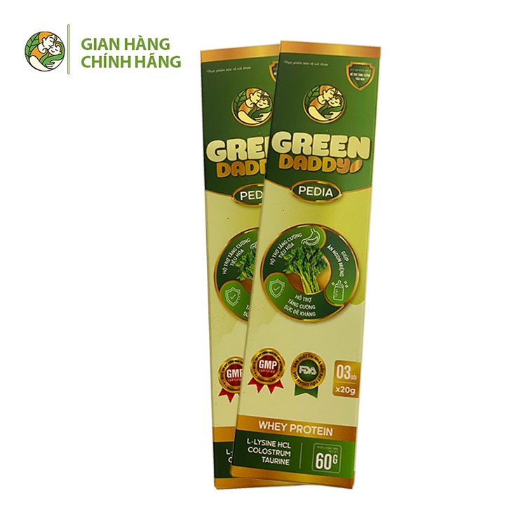 Sữa non Green Daddy Pedia 60gbổ sung chất dinh dưỡng hỗ trợ người bị suy nhược cơ thể, trẻ biếng ăn 3 gói x 20g