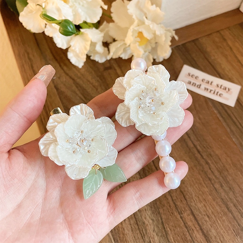 Kẹp Tóc Hoa Trà Thời Trang Pháp Siêu Cổ Tích Cho Nữ