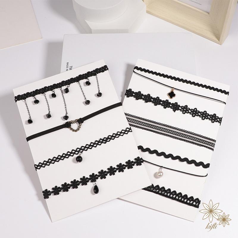 Vòng cổ choker bằng da màu đen phong cách gothic cổ điển cho nữ