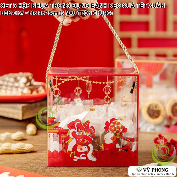 SET 5 HỘP NHỰA PET TRONG ĐỰNG BÁNH KẸO TẾT TRUNG THU QUÀ TẶNG DỊP XUÂN NĂM MỚI HBK-0137