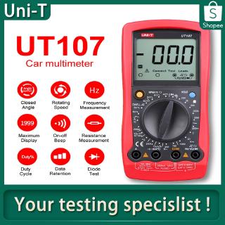 Đồng hồ vạn năng UNI-T UT107 LCD Ô tô Máy đo vôn kế AC / DC vạn năng di động với DWELL, RPM, Kiểm tra pin