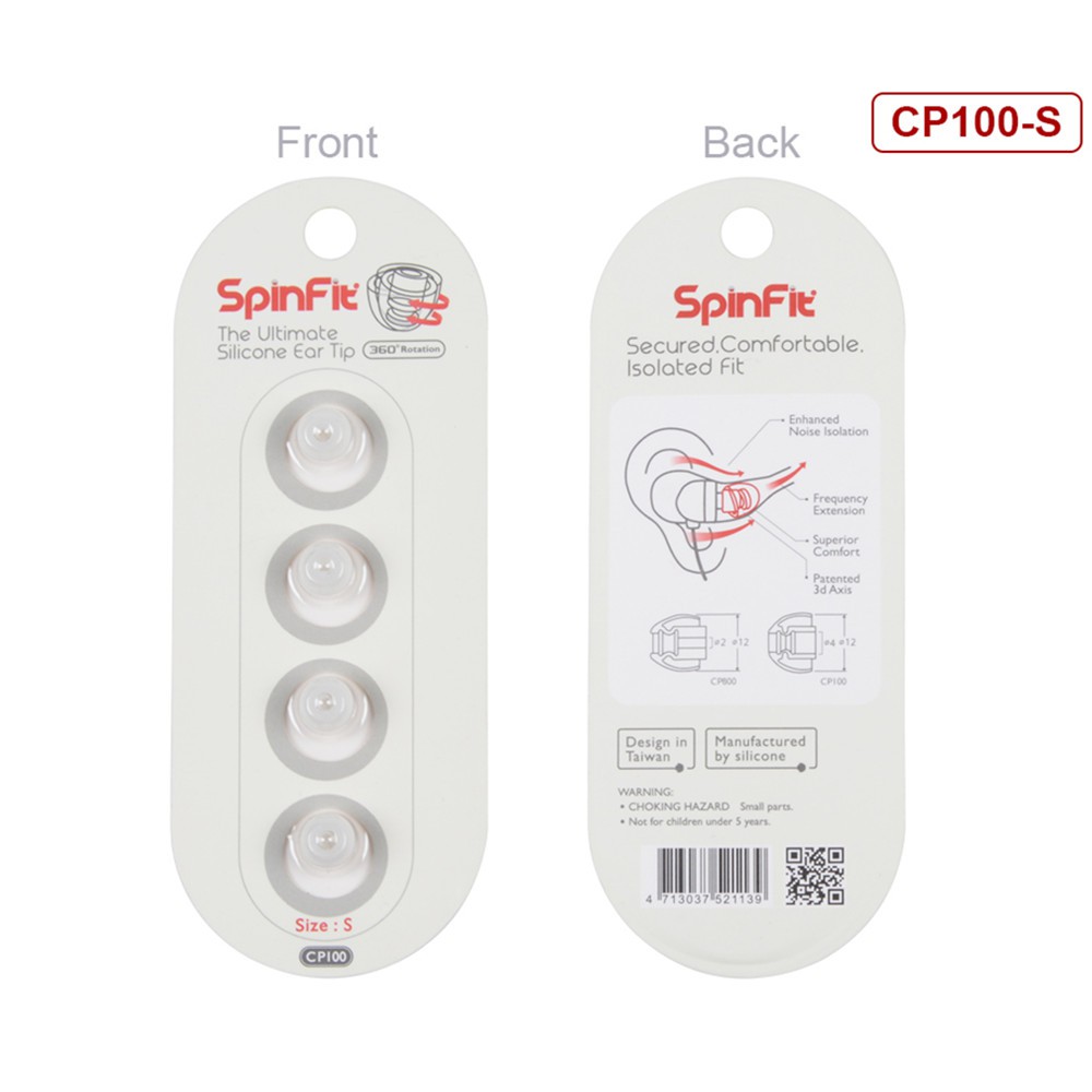 Cặp nút tai nghe nhét tai từ nhựa silicon dành cho Spinfit CP100