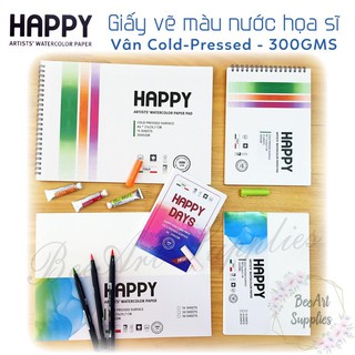 Giấy vẽ màu nước Happy 300gms [ CHÍNH HÃNG ] size A5/A4 Tập 10 tờ