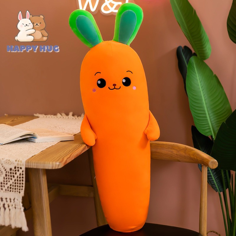 Gối ôm hình củ cà rốt cảm xúc dễ thương SIZE 45-65CM, thú nhồi bông cao cấp - Happy Hug