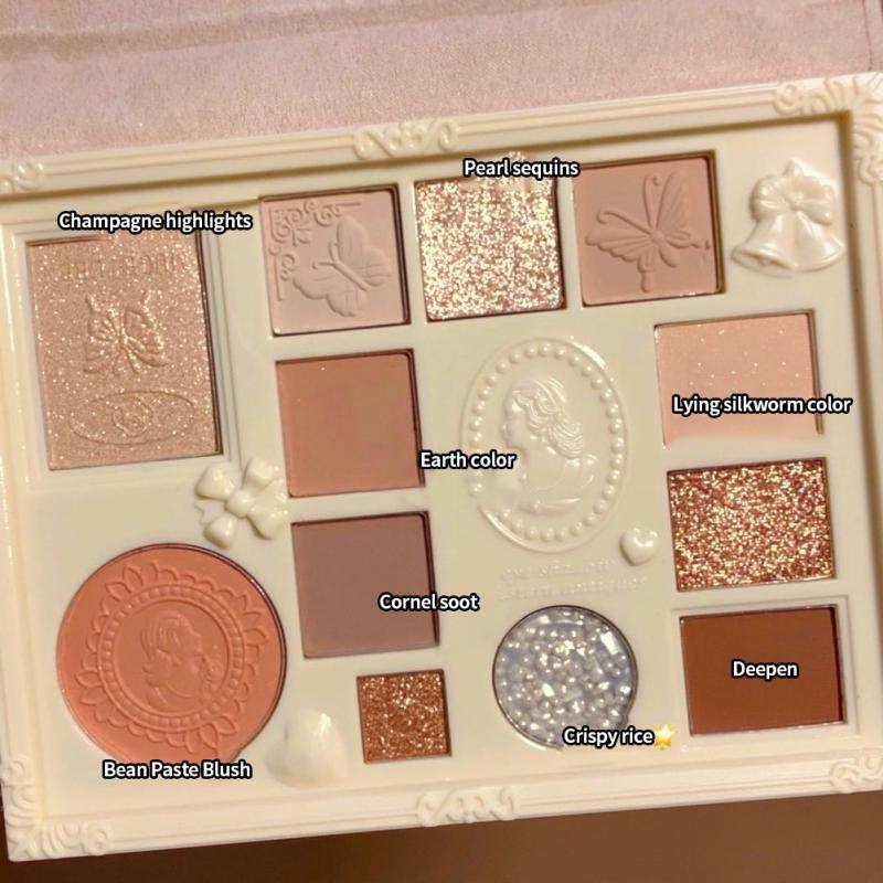 [Hàng mới về] Bảng phấn mắt MUGE LEEN 12 màu tông lì hiệu ứng ngọc trai trang điểm đẹp mắt