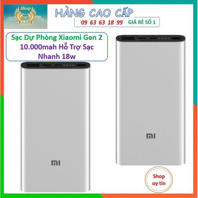 [Mã 2404EL10K giảm 10K đơn 20K] SẠC DỰ PHÒNG XIAOMI Freeship Extra Sạc Dự Phòng Xiaomi Gen 2 10000mAh SẠC NHANH 18W