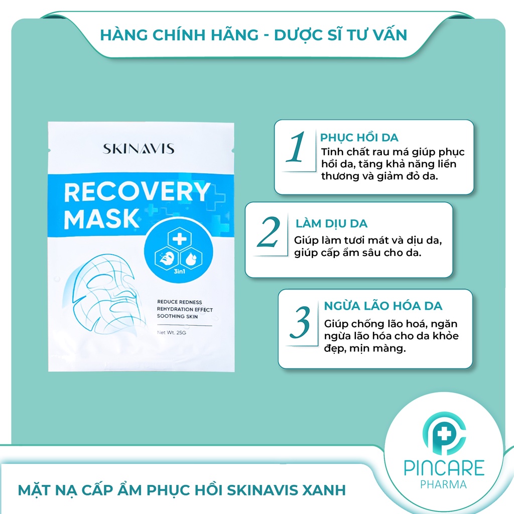 Mặt nạ dưỡng ẩm &amp; phục hồi da Skinavis Recovery Mask (Miếng Lẻ) - Hàng chính hãng - Nhà thuốc PinCare