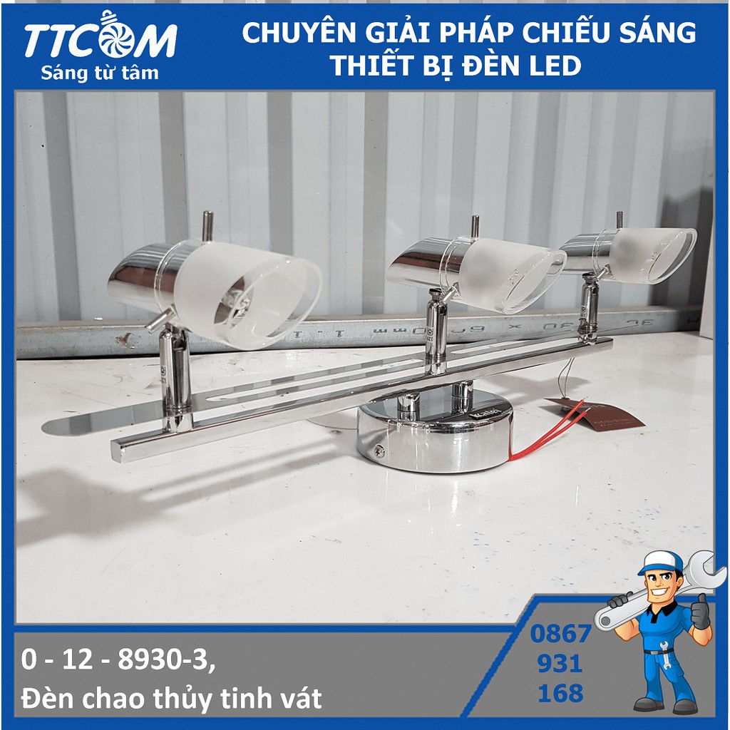 QNH12 - Đèn led gắn tường rọi tranh, 3 đèn, chao vát thuỷ tinh, mã 8930-3