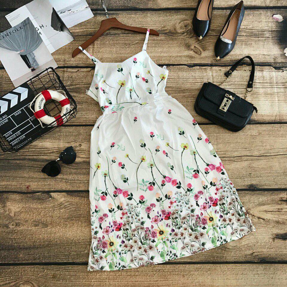 Đầm maxi hoa cột nơ lưng