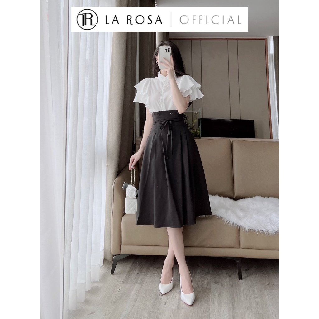 Chân Váy Công Sở Cạp Cao La Rosa CV210 Chân Váy Thiết Kế Xếp Ly Eo Dáng Dài Sang Trọng