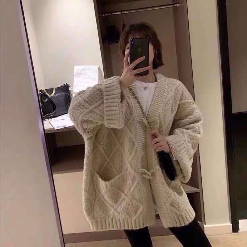 Áo khoác len áo cadigan len vặn thừng khuy sừng có túi trước siêu xinh phong cách ulzzang có BIGSIZE kèm ảnh thật