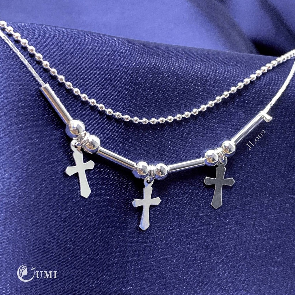 Lắc Chân Bạc 925 Dành Cho Nữ Thiết Kế Hình Chữ Thập Đan Xen Nhau UMI JL002