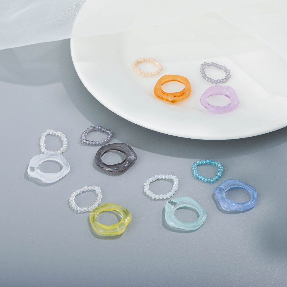 Nhẫn Acrylic Trong Suốt Màu Kẹo Kiểu Hình Học Đơn Giản Thời Trang Mùa Hè Cho Nữ