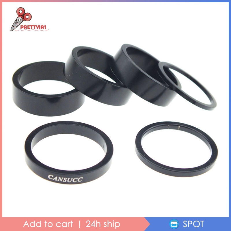 [Prettyia1] Bộ 6 Vòng Đệm Phuộc Trước Điều Chỉnh Chiều Cao Cho Thân Xe Đạp 1-1 / 8 &quot;