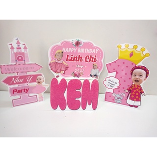 Cây Welcome 45cm trang trí bàn tiệc sinh nhật thôi nôi đầy tháng bé trai bé gái