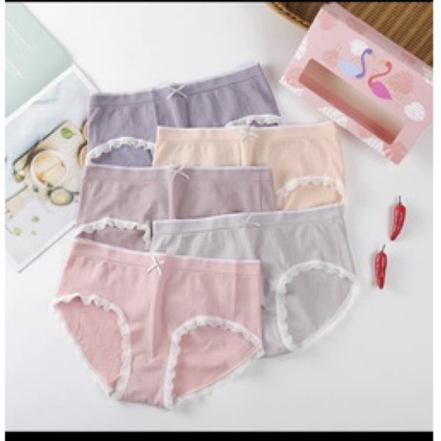 Hộp 5 Quần Lót Cotton Thiên Nga Dễ Thương Co Giãn 4 Chiều Cao Cấp.