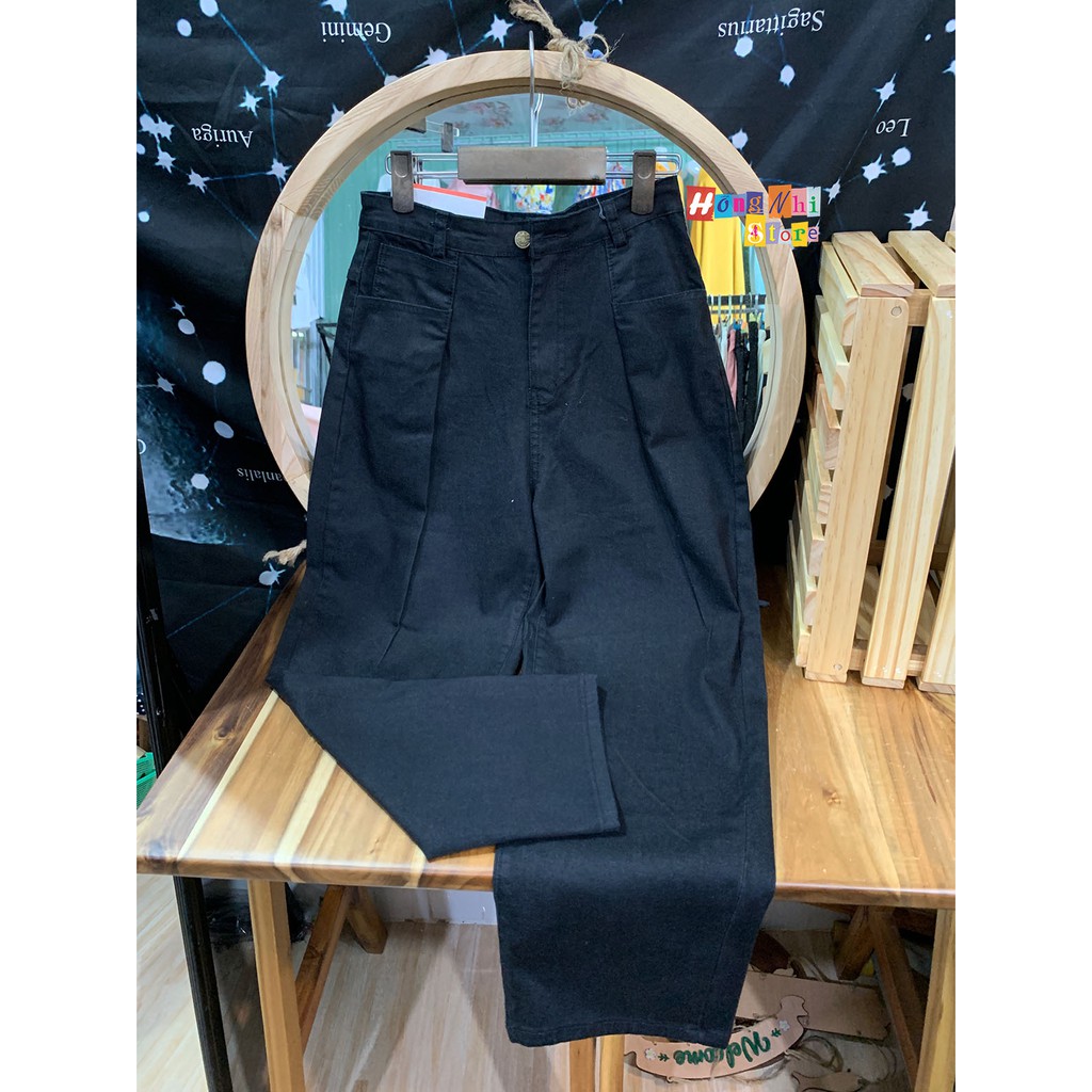 Quần Baggy Kaki Jean Lửng Ống Rộng, Quần Culottes Lửng Co Dãn