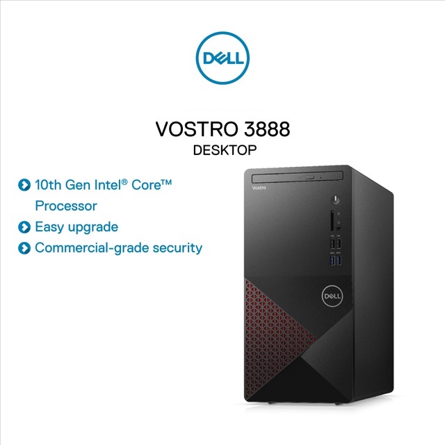 Máy Tính Để Bàn Dell Vostro 3888MT, i5-10400, 4GD, 1TB HDD, 5in1, W10SL (RJMM6Y1)
