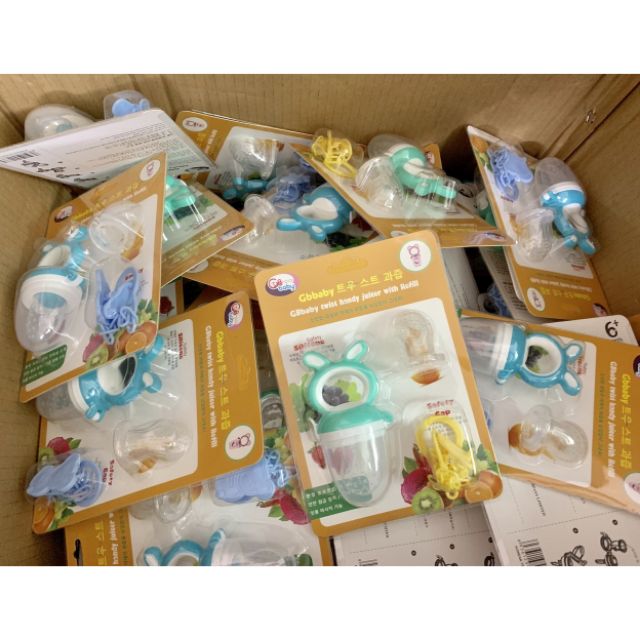 Túi nhai ăn dặm chống hóc Gb Baby ( 3 núm / 3 giai đoạn + dây đeo )