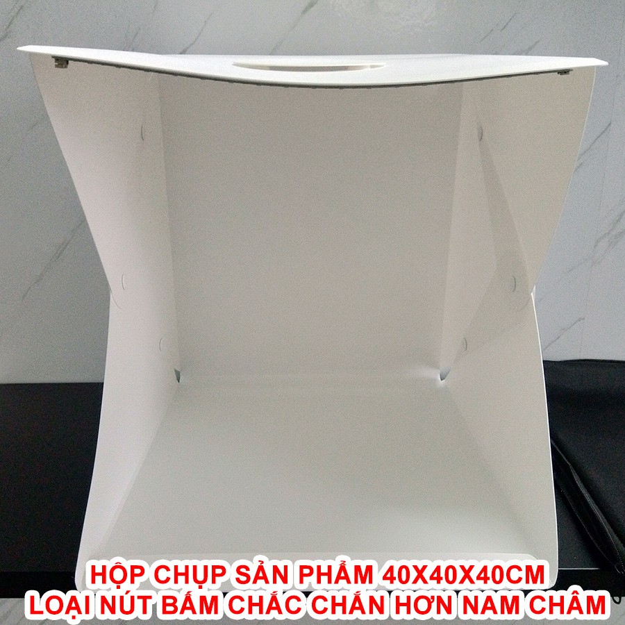 Hộp Chụp Sản Phẩm Loại Nút Cài Chắc Chắn Hơn Loại Nam Châm có clip so sánh 40x40x40cm