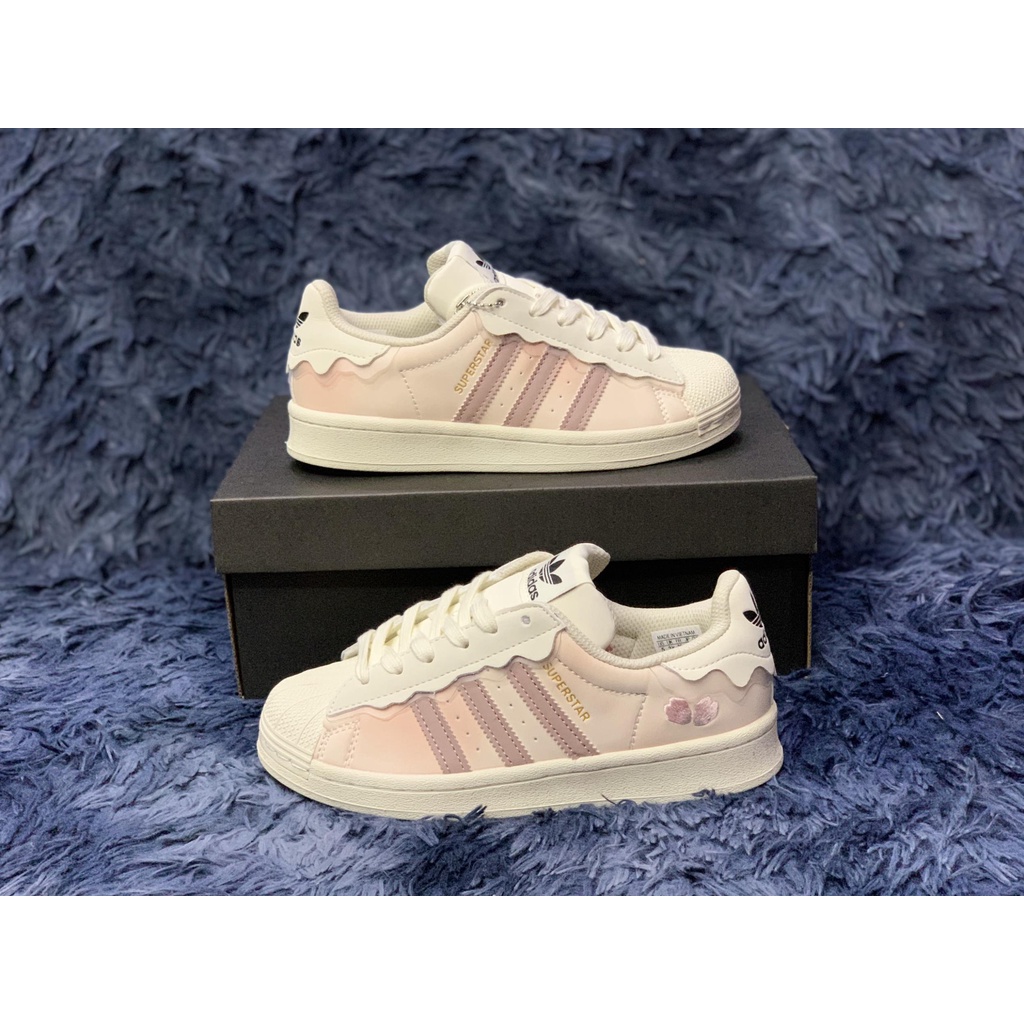 Giày thể thao nữ Adidas hồng xanh cổ thấp, giày sneaker nữ Adidas sò 3 vạch hồng xanh mới nhất