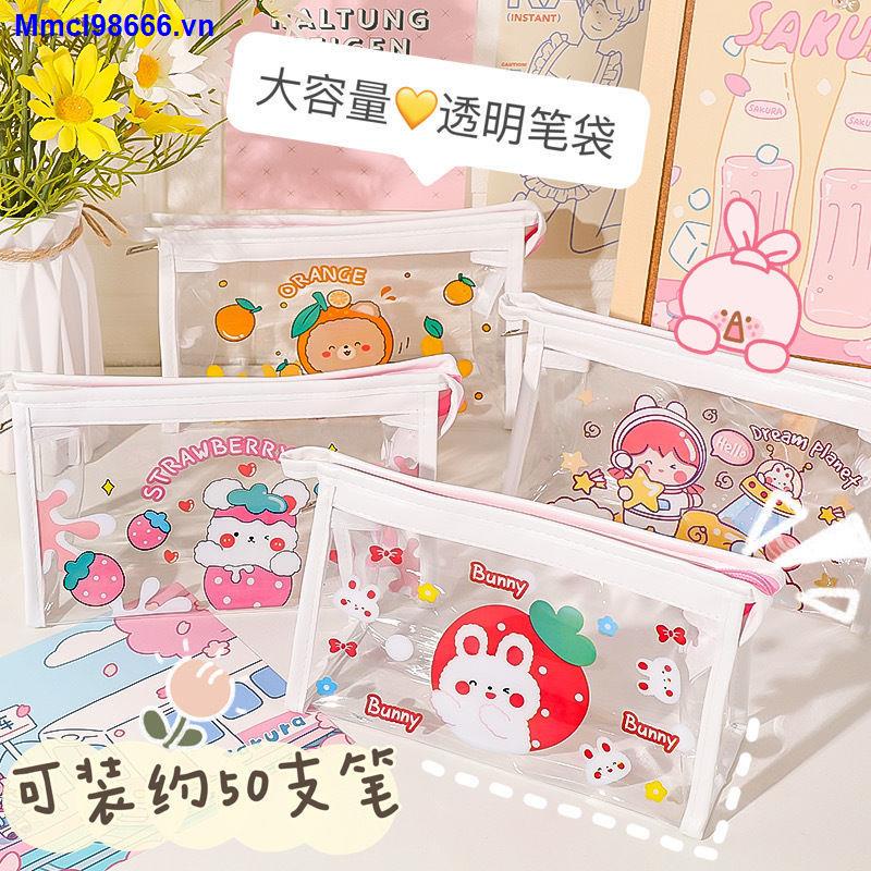 Pen holder pencil case elementary school female cartoon transparent large-capacity high-value Korean version of the simple ins Japanese stationery pvc pencil bag