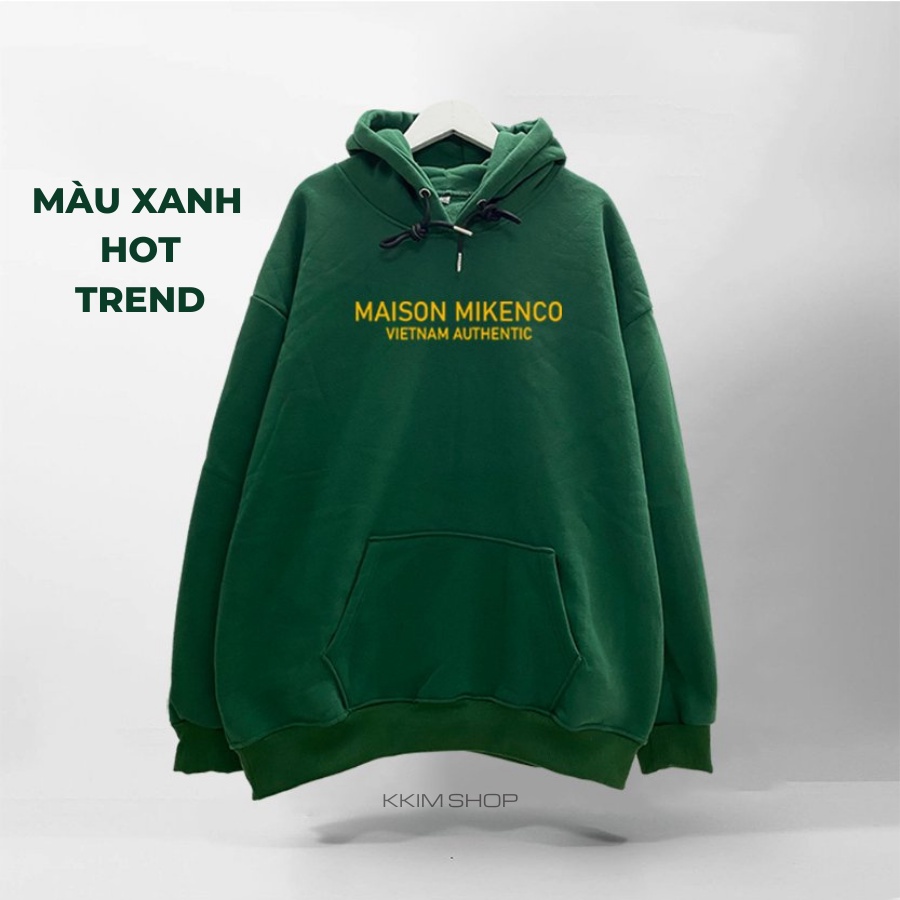 Áo Nỉ HOODIE MIKENCO MONA LISA AR, Áo hoodie XANH LÁ unisex nam nữ form rộng oversize chất liệu Nỉ bông cao cấp