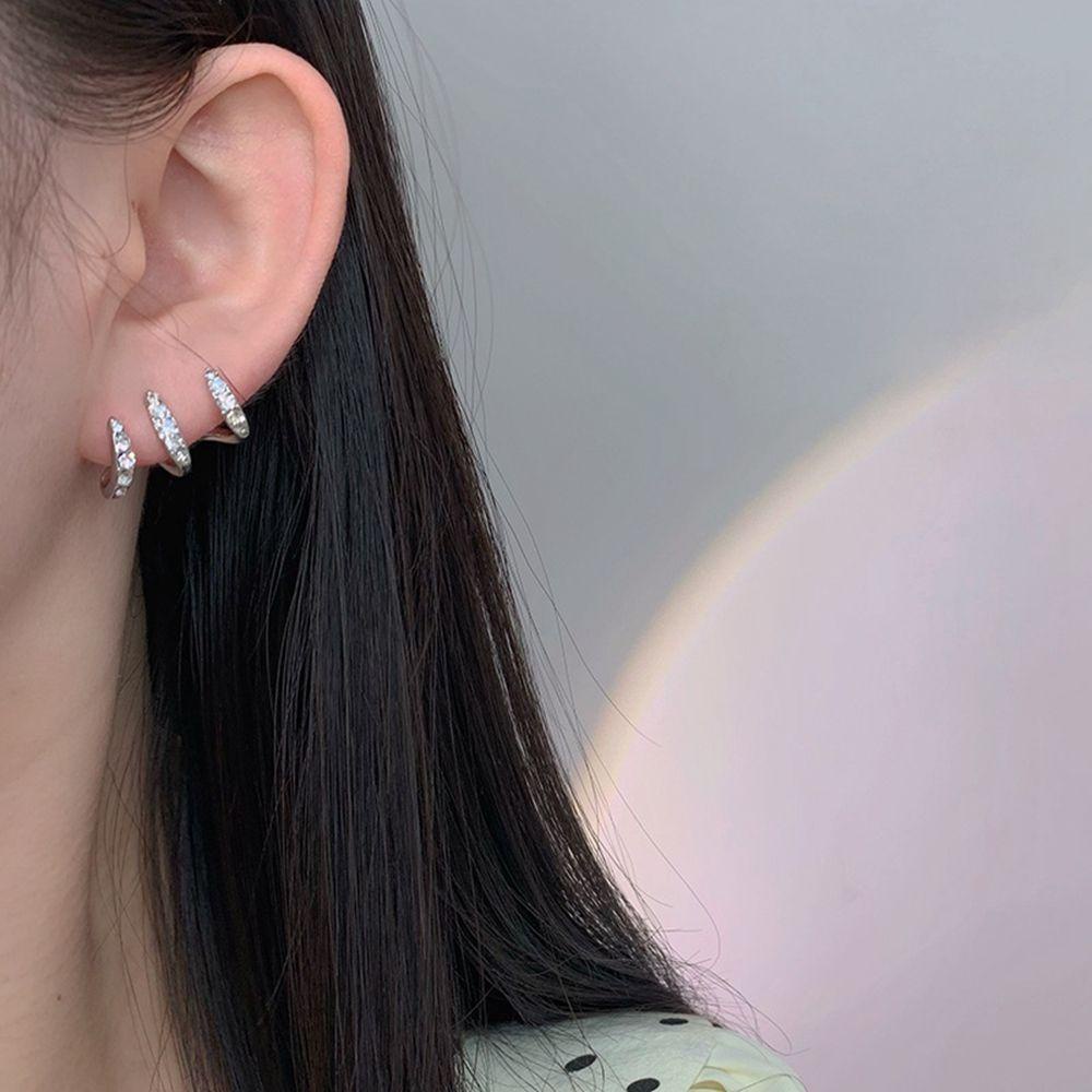 Bông Tai Hình Móng Vuốt Độc Đáo Phong Cách Retro|Bông Tai Ba Lớp Bằng Kim Loại Phong Cách Hàn Quốc
